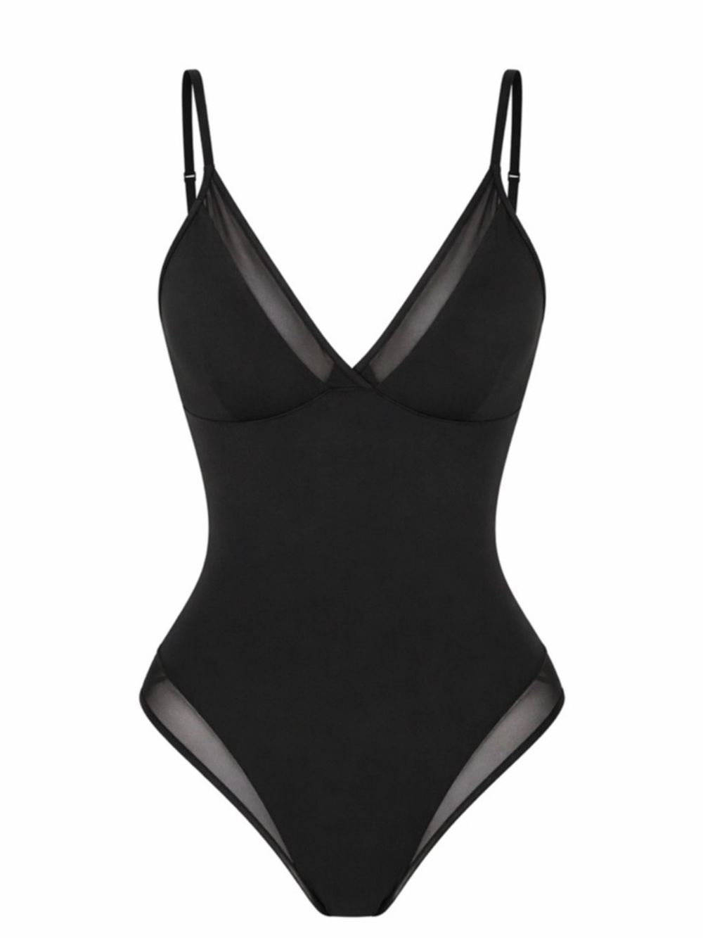 TA3 Black V-Neck Meshy one piece Panel swim suit bathing suit 2X regular / long